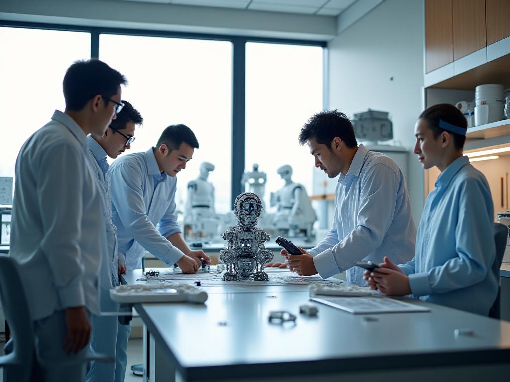 東京の研究室でのAI基盤ロボットの開発現場